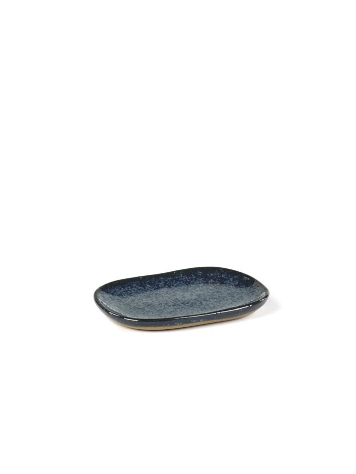 PLATE RECTANGULAR MERCI N°4  S 9,8x6,5 H0,7 BLUE/GREY