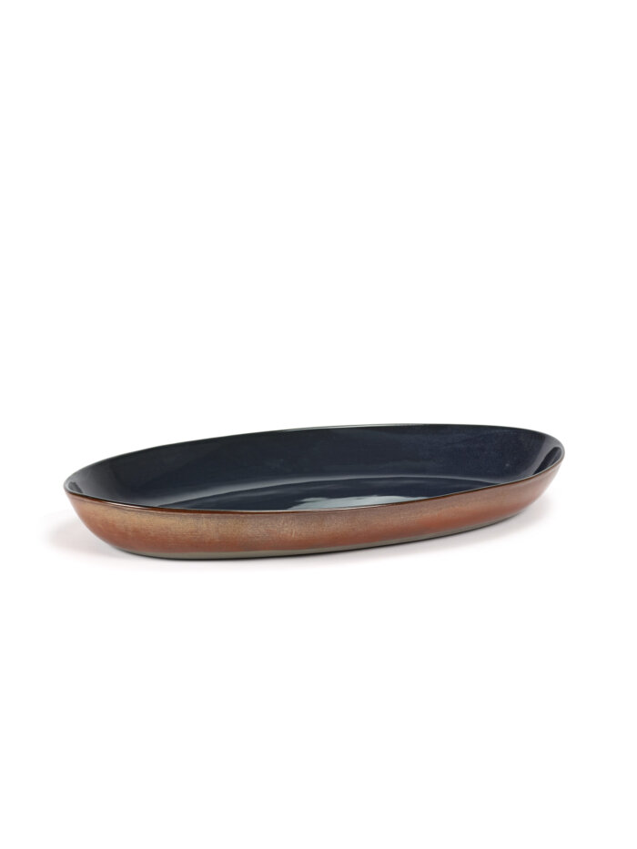 SERVING DISH OVAL L45 x W26,5 x H6 CM DARK BLUE / RUST