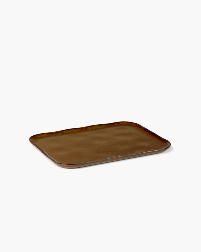 PLATE RECTANGULAR MERCI N°1 XL 32x23 H1,4 OCRE/BROWN