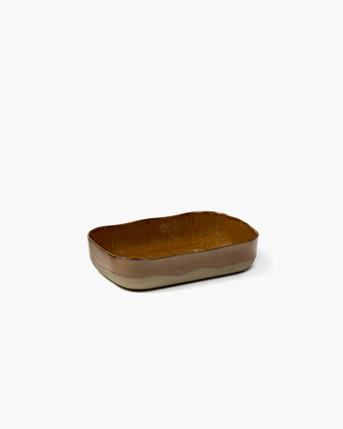 EXTRA DEEP PLATE MERCI N°5  L 23x15 H5 OCRE/BROWN