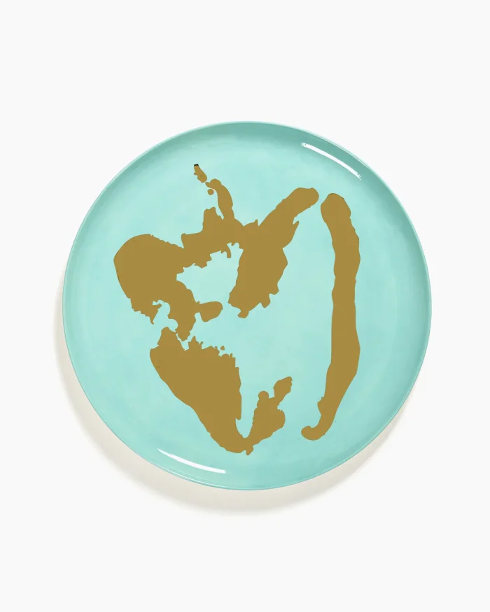 SERVING PLATE FEAST L35 x W35 x H2 CM AZURE PEPPER GOLD