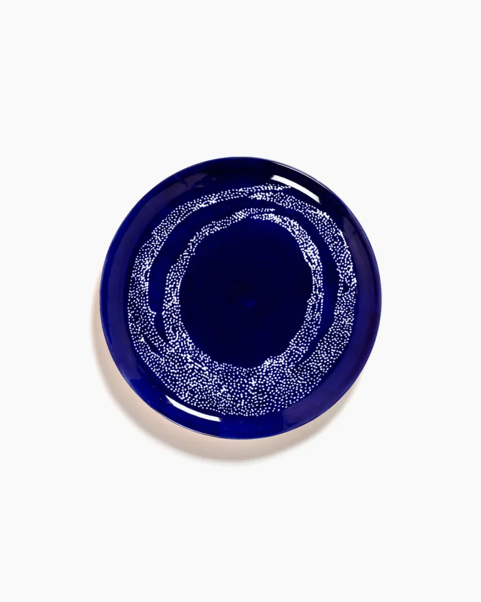 PLATE FEAST L L26,5 x W26,5 x H2 CM LAPIS LAZULI SWIRL-DOTS WHITE