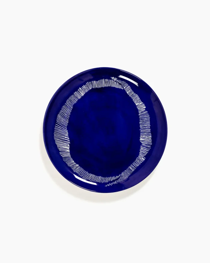 PLATE FEAST L L26,5 x W26,5 x H2 CM LAPIS LAZULI SWIRL-STRIPES WHITE