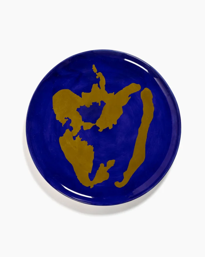SERVING PLATE FEAST L35 x W35 x H2 CM LAPIS LAZULI PEPPER GOLD