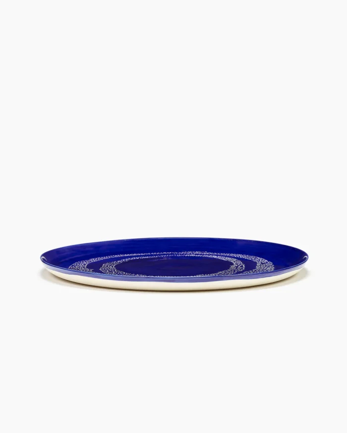 SERVING PLATE FEAST L35 x W35 x H2 CM LAPIS LAZULI  SWIRL-DOTS WHITE
