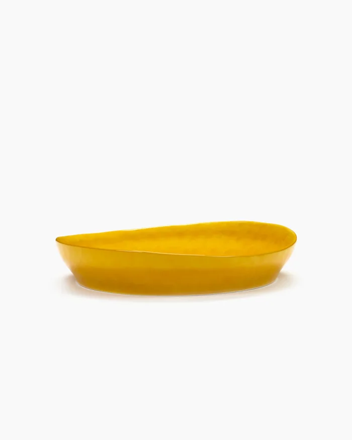 SERVING PLATE FEAST S L30 x W29,5 x H6 CM SUNNY YELLOW SWIRL-DOTS BLACK