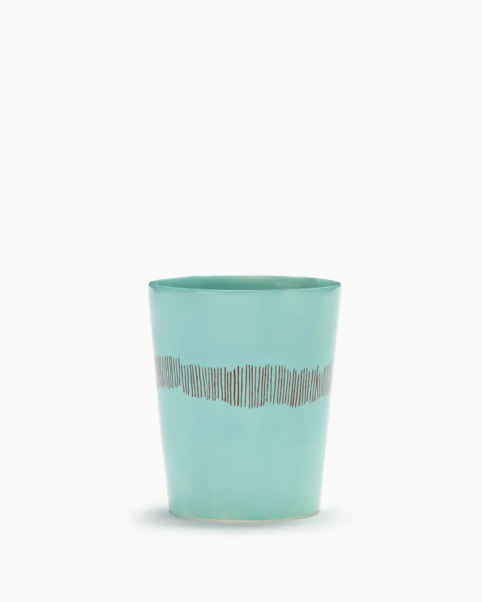 TEA CUP FEAST 33 CL AZURE SWIRL-STRIPES RED
