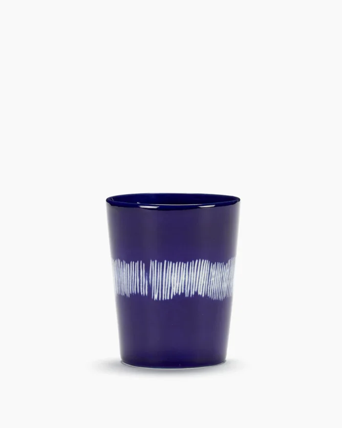 TEA CUP FEAST 33 CL LAPIS LAZULI SWIRL-STRIPES WHITE