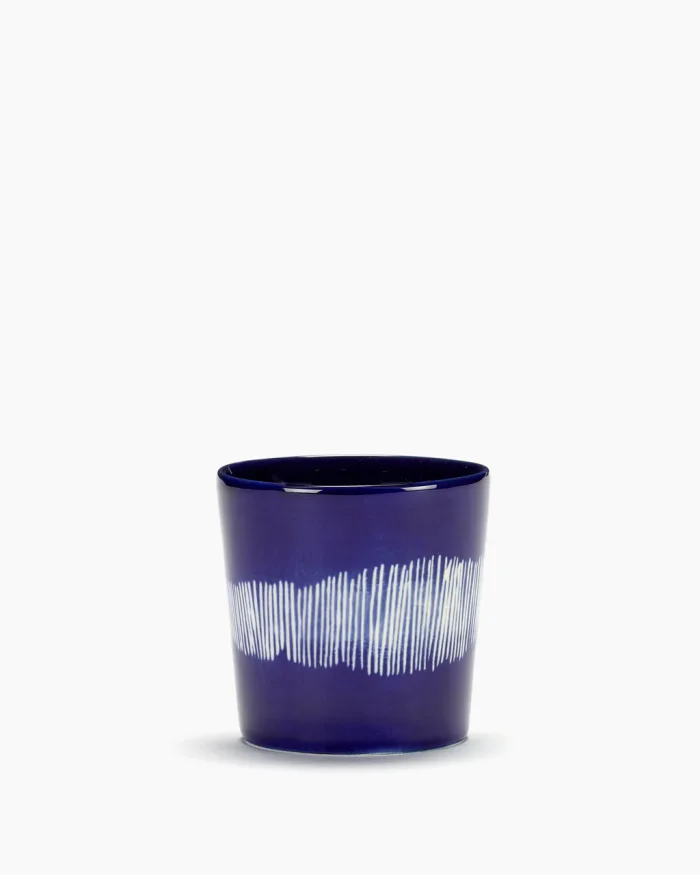 COFFEE CUP FEAST 25 CL LAPIS LAZULI SWIRL-STRIPES WHITE