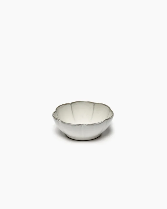 BOWL RIBBED INKU L L13 x W13 x H5 CM WHITE