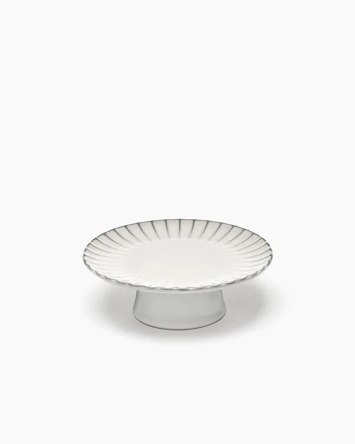 CAKE STAND INKU M L21 x W21 x H8 CM WHITE