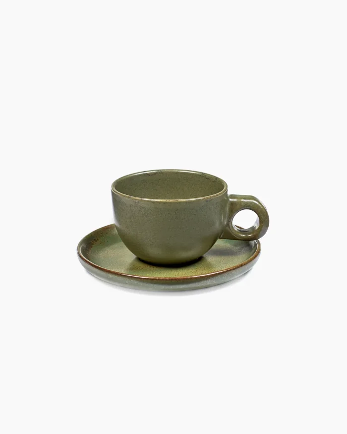 CAFE LUNGO CUP SURFACE D8 H6 WITH UNDER PLATE D13 CAMOGREEN
