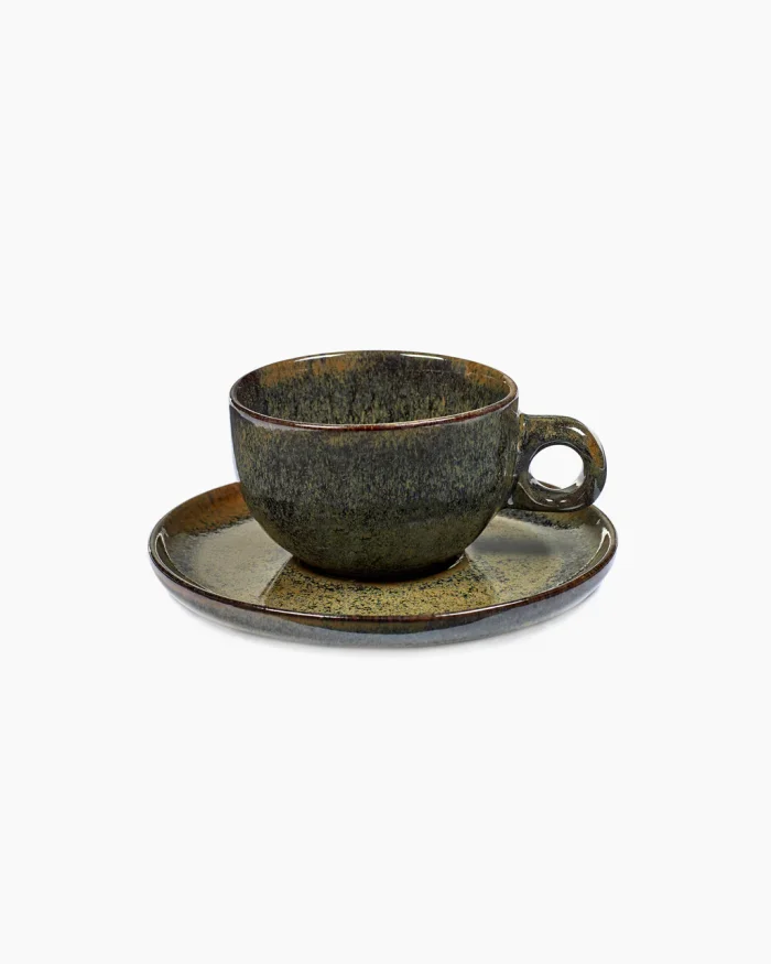CAPPUCCINO CUP SURFACE D9.5H7 WITH UNDER PLATE D16 INDI GREY
