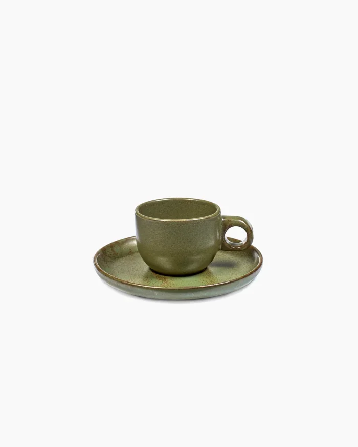 ESPRESSO CUP SURFACE D6,5 H5 WITH UNDER PLATE D13 CAMOGREEN