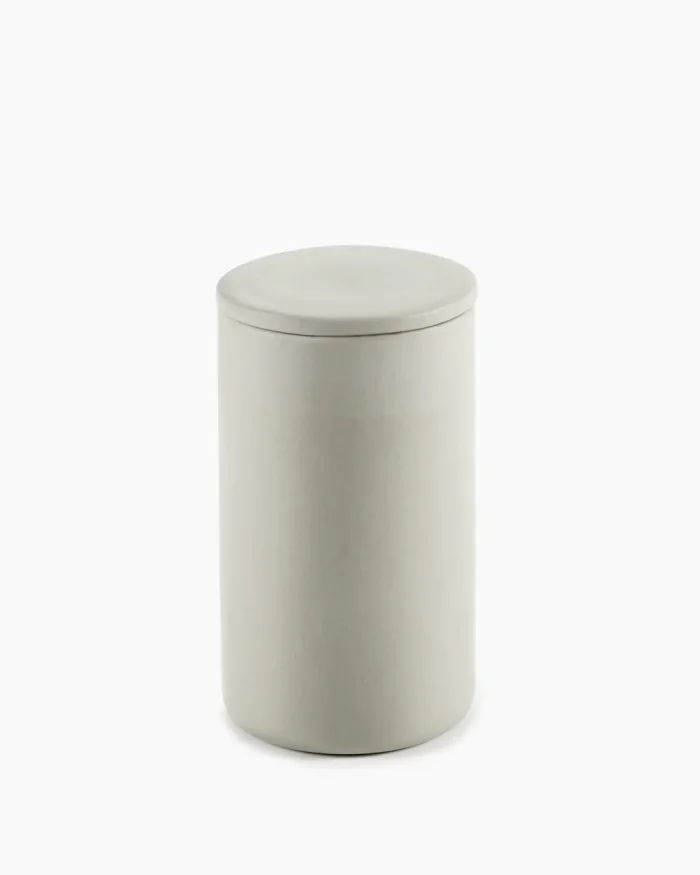 BOX WITH LID ROUND COSE L L7 x W7 x H12,6 CM BEIGE
