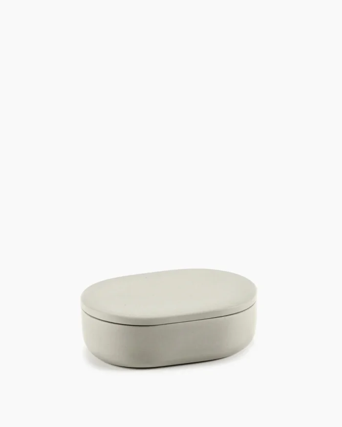 BOX WITH LID OVAL COSE S L10,2 x W7 x H3,3 CM BEIGE