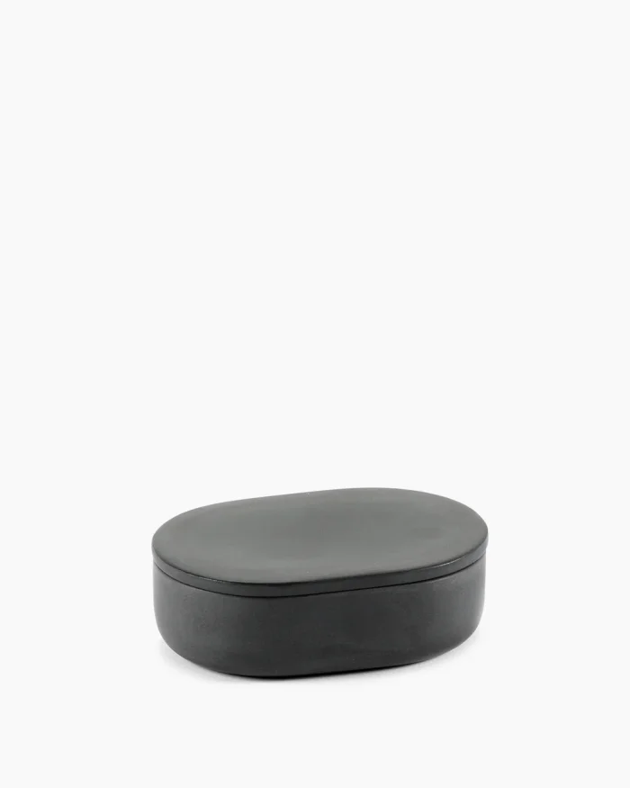 BOX WITH LID OVAL COSE S L10,2 x W7 x H3,3 CM DARK GREY