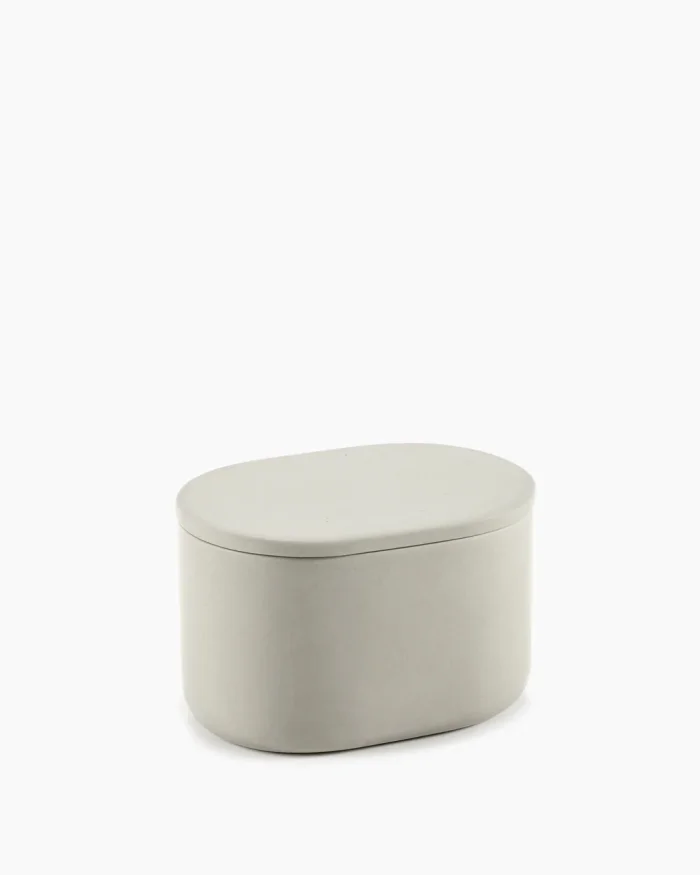 BOX WITH LID OVAL COSE L L10,2 x W7 x H6,5 CM BEIGE