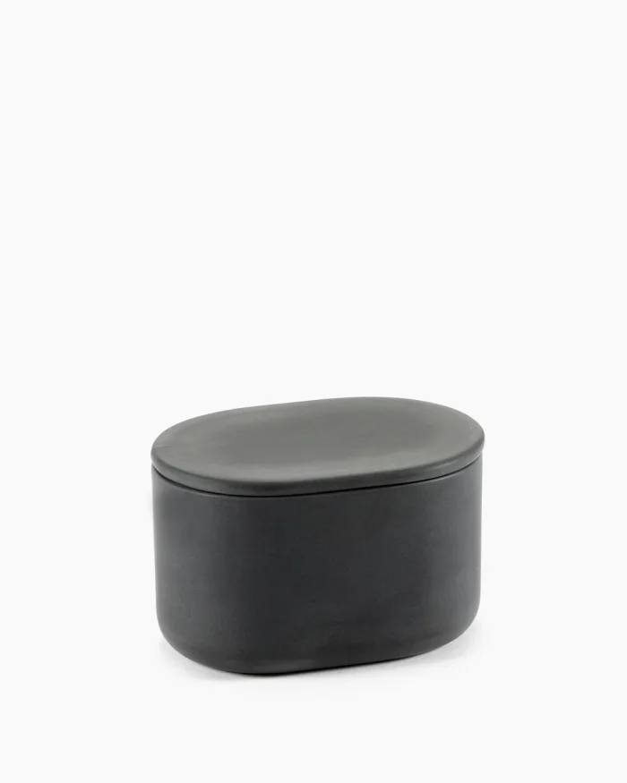 BOX WITH LID OVAL COSE L L10,2 x W7 x H6,5 CM DARK GREY