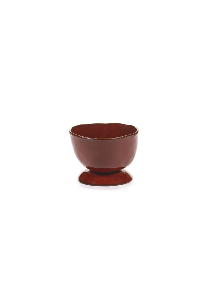 HIGH BOWL ON FOOT S VENETIAN RED LA MÈRE L 13 W 13 H 9.5 CM
