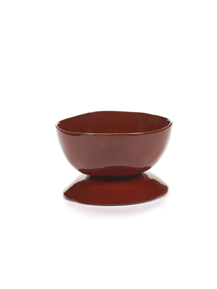 HIGH BOWL ON FOOT L VENETIAN RED LA MÈRE L 20.5 W 20.5 H 13 CM