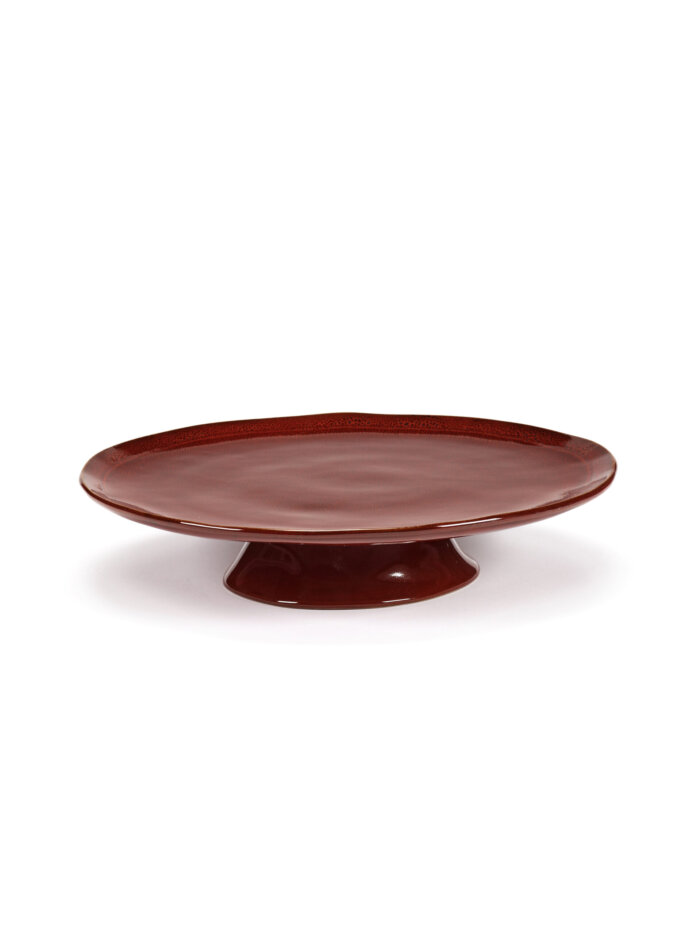 LARGE PLATE ON FOOT VENETIAN RED LA MÈRE L 30.5 W 30.5 H 6 CM