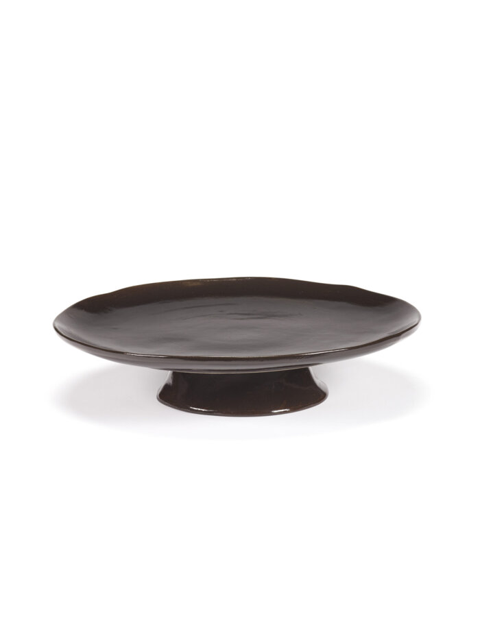 LARGE PLATE ON FOOT EBONY LA MÈRE L 30.5 W 30.5 H 6 CM