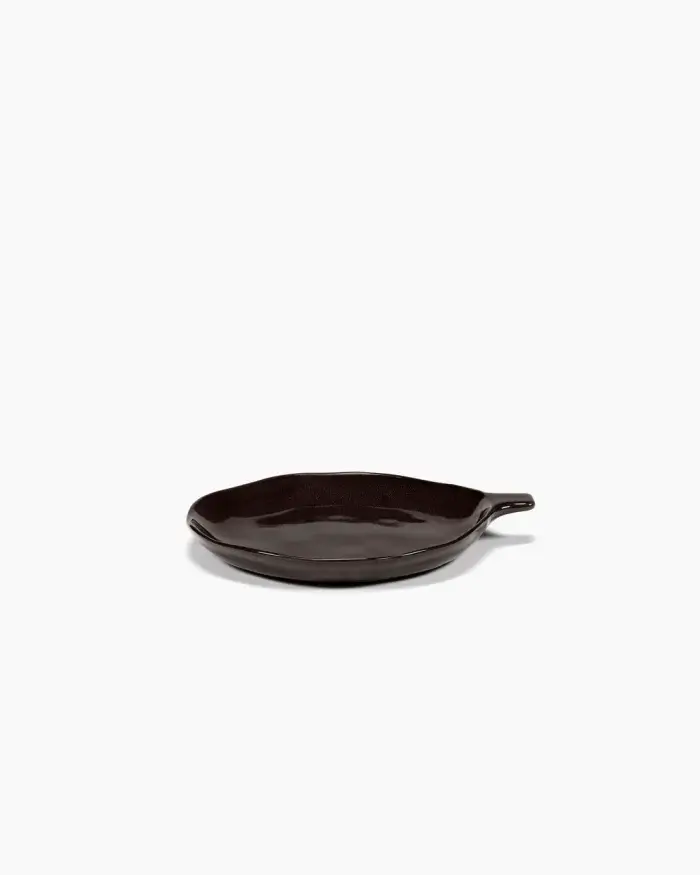 PLATE WITH HANDLE EBONY LA MÈRE L 20 W 17 H 2 CM