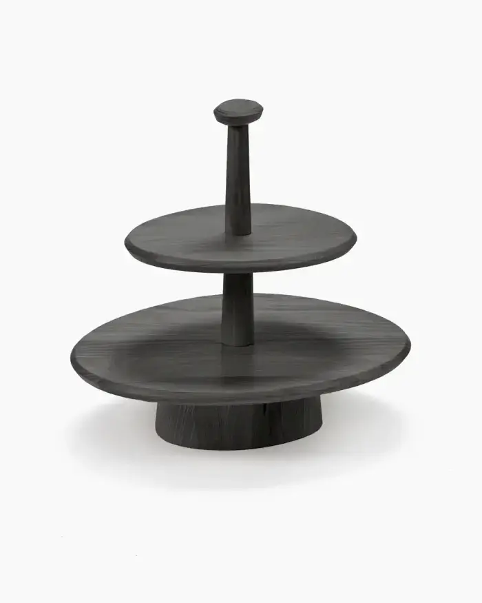 CAKE STAND 01 TWO TIER BLACK DUNE L 41 W 39 H 38.5 CM
