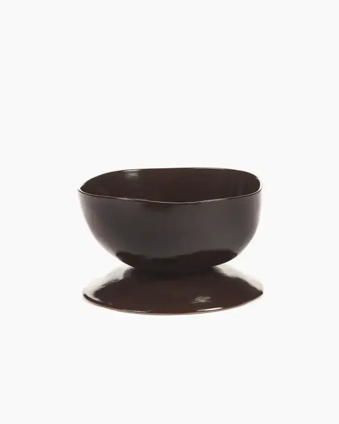 HIGH BOWL ON FOOT L EBONY LA MÈRE L 20.5 W 20.5 H 13 CM